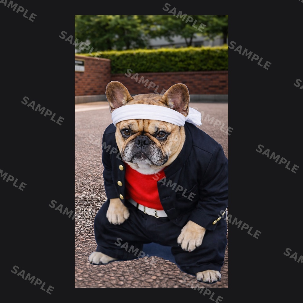 【高画質スマホ壁紙】ヤンキーフレンチブルドッグ ポーズセット｜3バリエーション × 4サイズ（iPhone・Android対応）