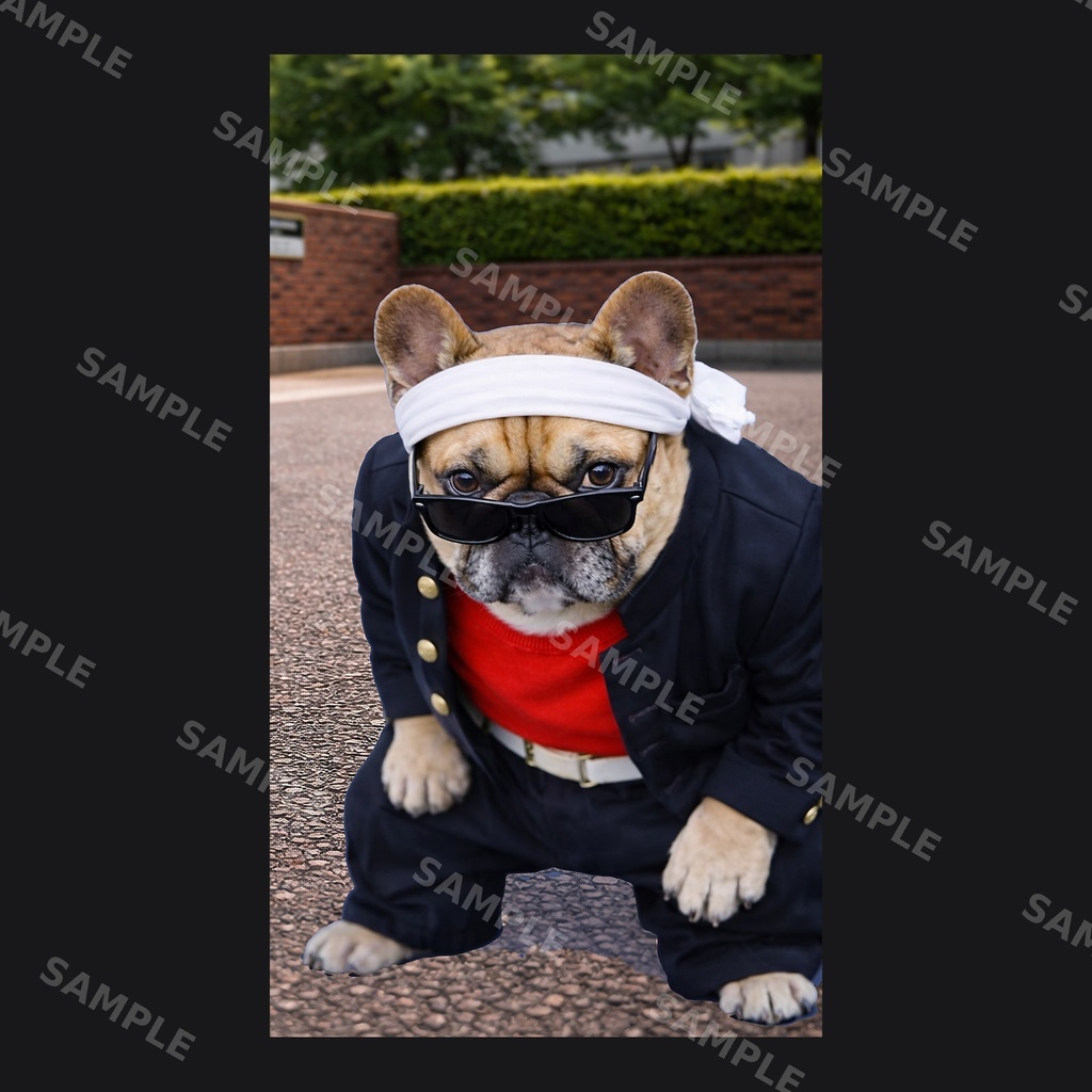 【高画質スマホ壁紙】ヤンキーフレンチブルドッグ ポーズセット|3バリエーション × 4サイズ(iPhone・Android対応)