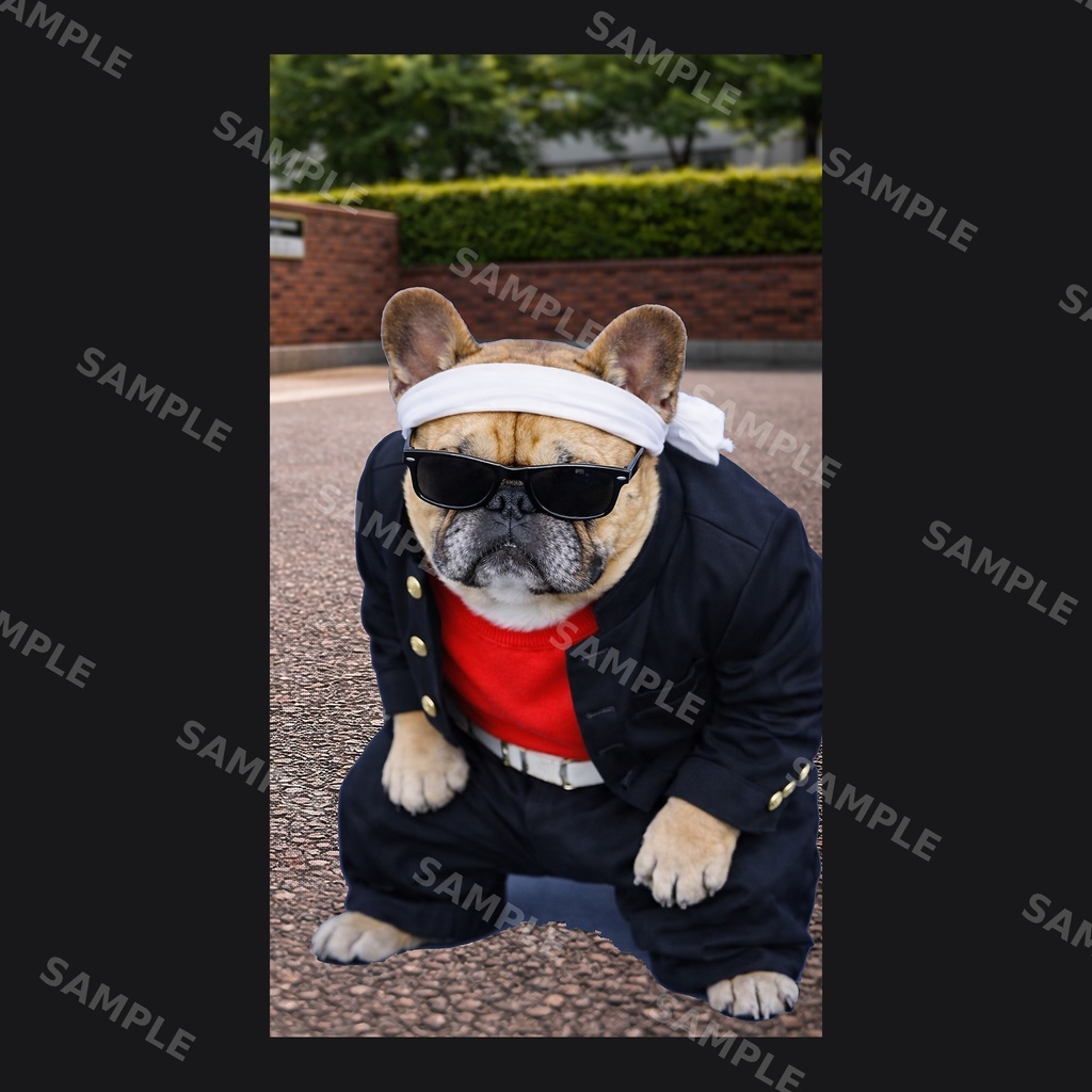 【高画質スマホ壁紙】ヤンキーフレンチブルドッグ ポーズセット|3バリエーション × 4サイズ(iPhone・Android対応)