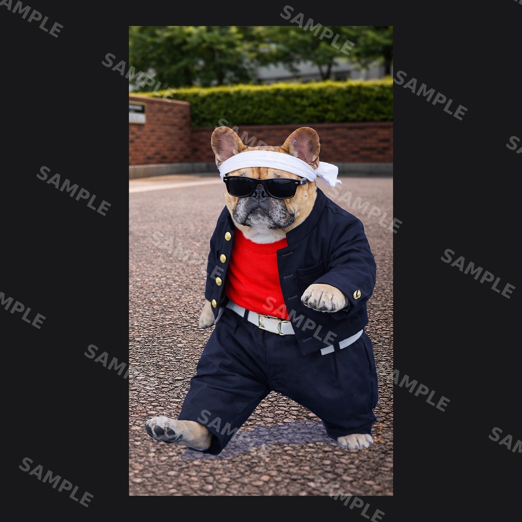 【高画質スマホ壁紙】ヤンキーフレンチブルドッグ ポーズセット|3バリエーション × 4サイズ(iPhone・Android対応)