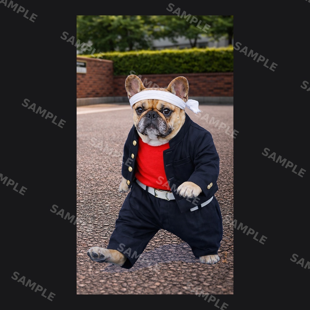 【高画質スマホ壁紙】ヤンキーフレンチブルドッグ ポーズセット|3バリエーション × 4サイズ(iPhone・Android対応)