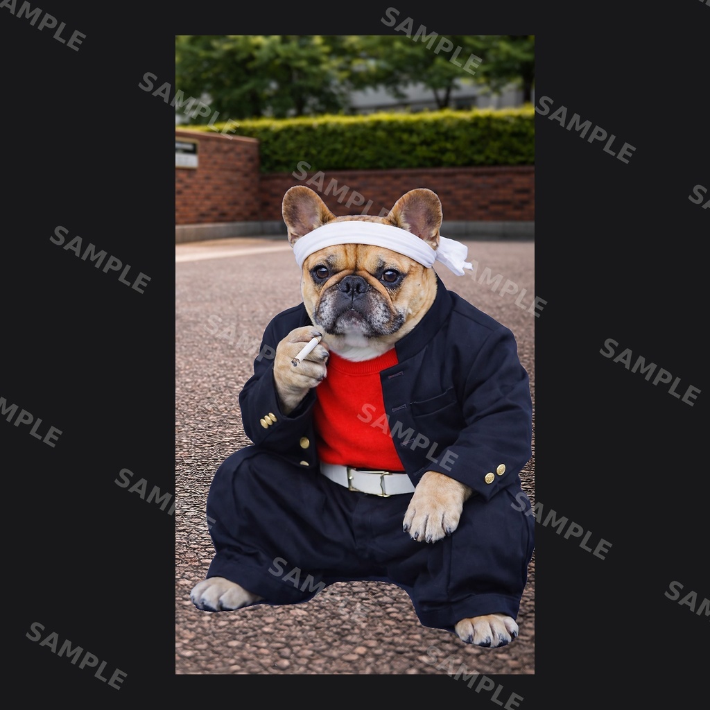 【高画質スマホ壁紙】ヤンキーフレンチブルドッグ ポーズセット｜3バリエーション × 4サイズ（iPhone・Android対応）