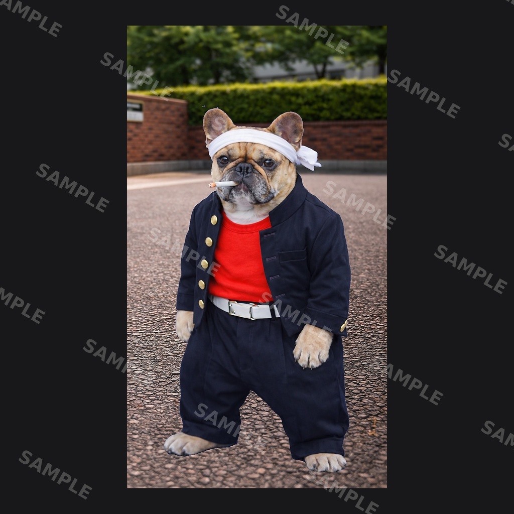 【高画質スマホ壁紙】ヤンキーフレンチブルドッグ ポーズセット|3バリエーション × 4サイズ(iPhone・Android対応)