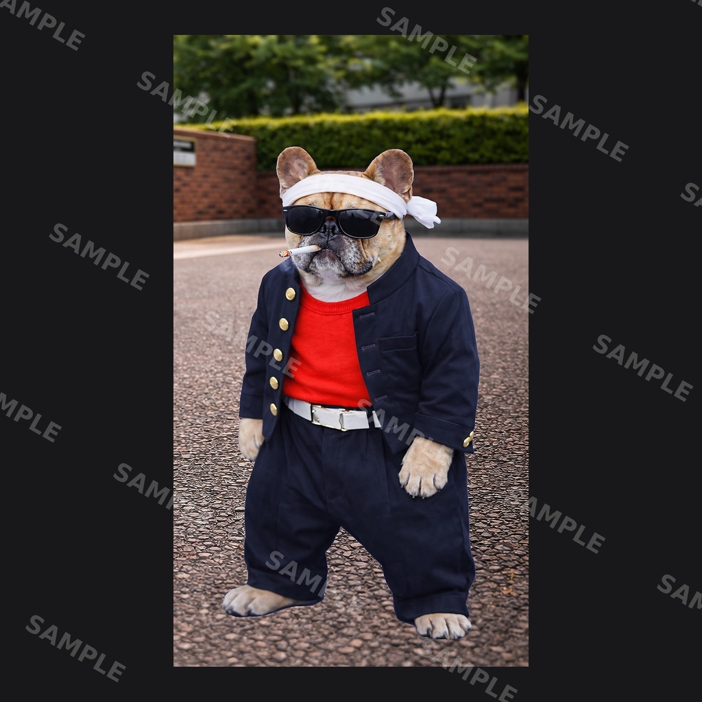 【高画質スマホ壁紙】ヤンキーフレンチブルドッグ ポーズセット|3バリエーション × 4サイズ(iPhone・Android対応)