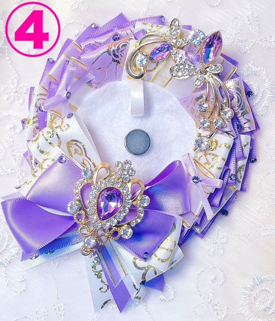 キラキラロゼット(蝶々ビジュー付き)