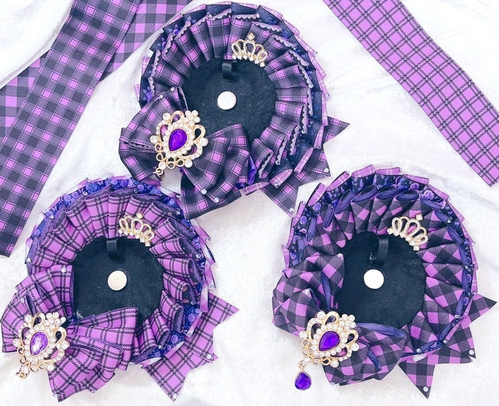 紫チェック柄ロゼット