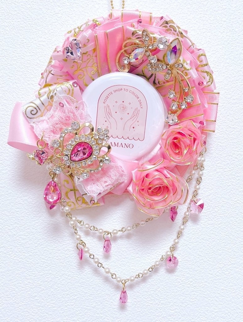 チェーン付きロゼット ピンク