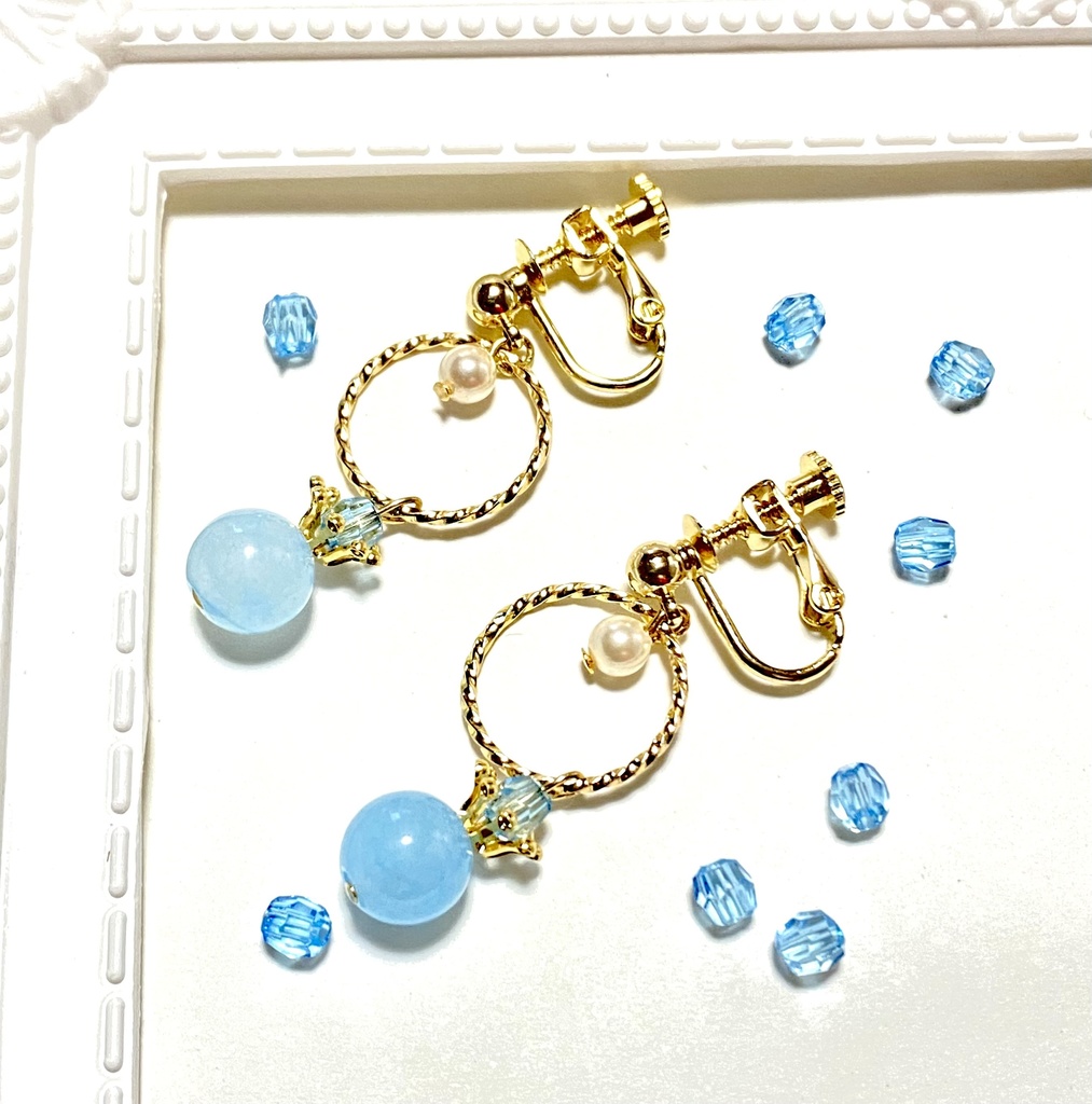 天からのひとしずく〜空色・桜色〜イヤリング・ピアス