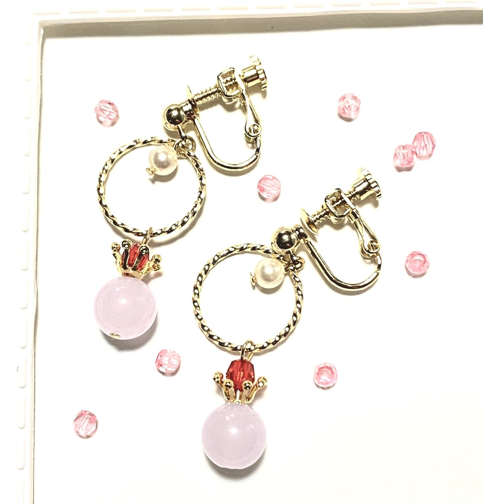 天からのひとしずく〜空色・桜色〜イヤリング・ピアス