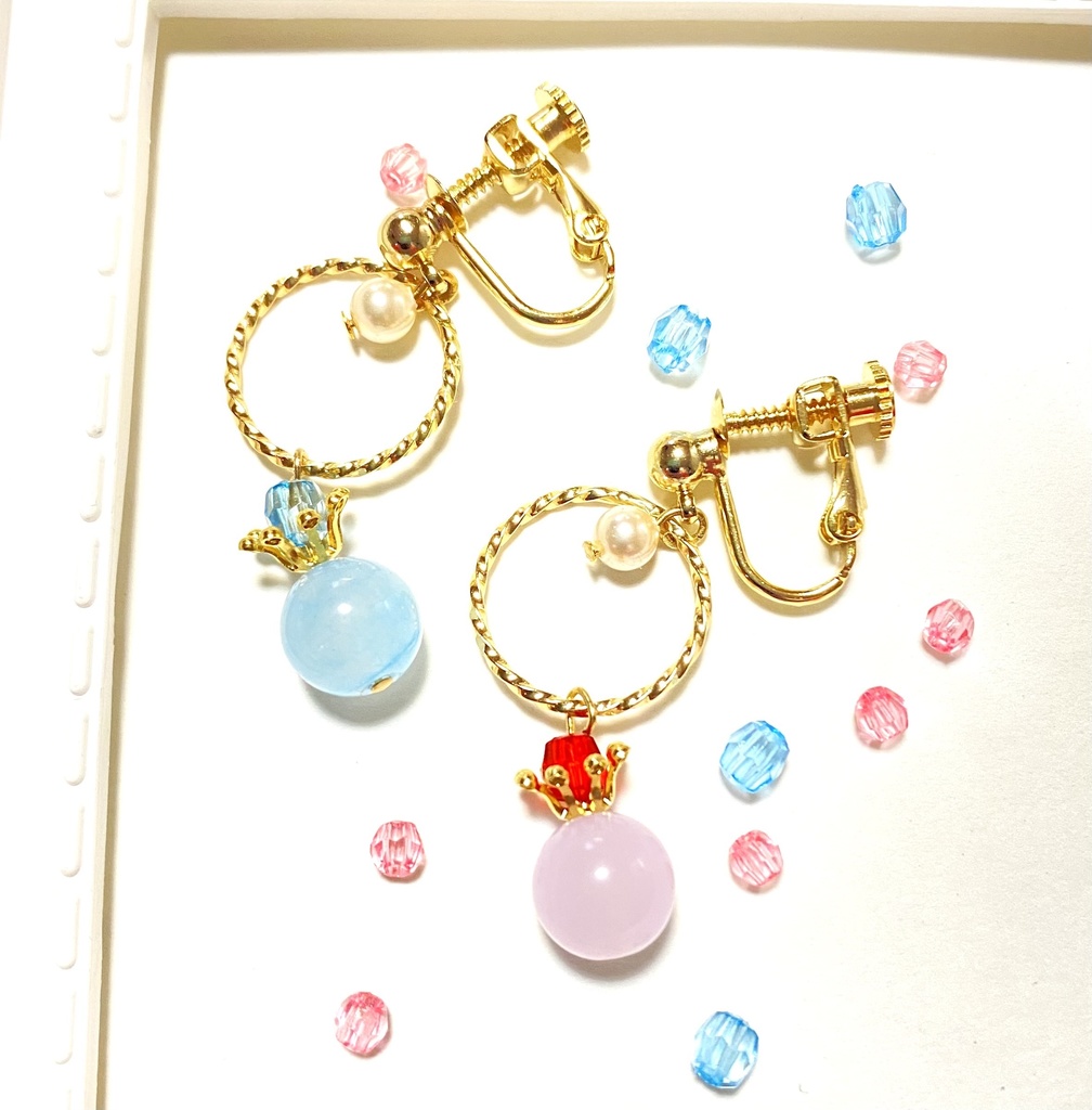 天からのひとしずく〜空色・桜色〜イヤリング・ピアス