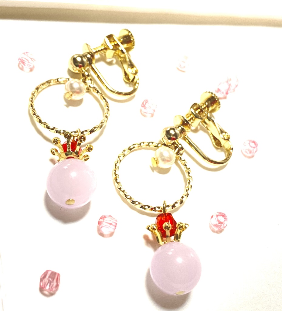 天からのひとしずく〜空色・桜色〜イヤリング・ピアス