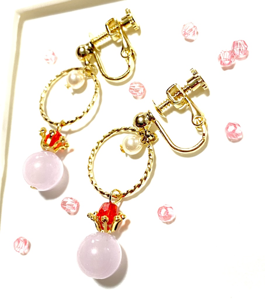 天からのひとしずく〜空色・桜色〜イヤリング・ピアス