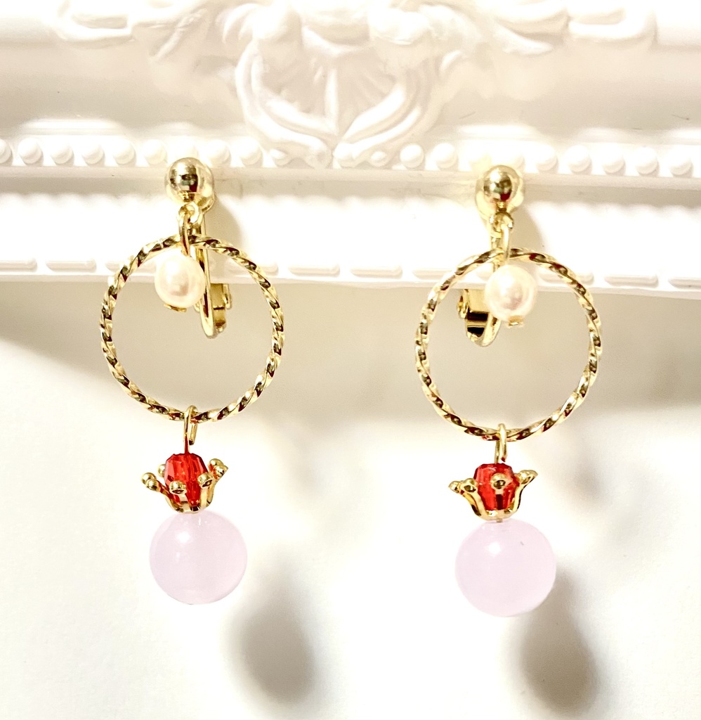 天からのひとしずく〜空色・桜色〜イヤリング・ピアス