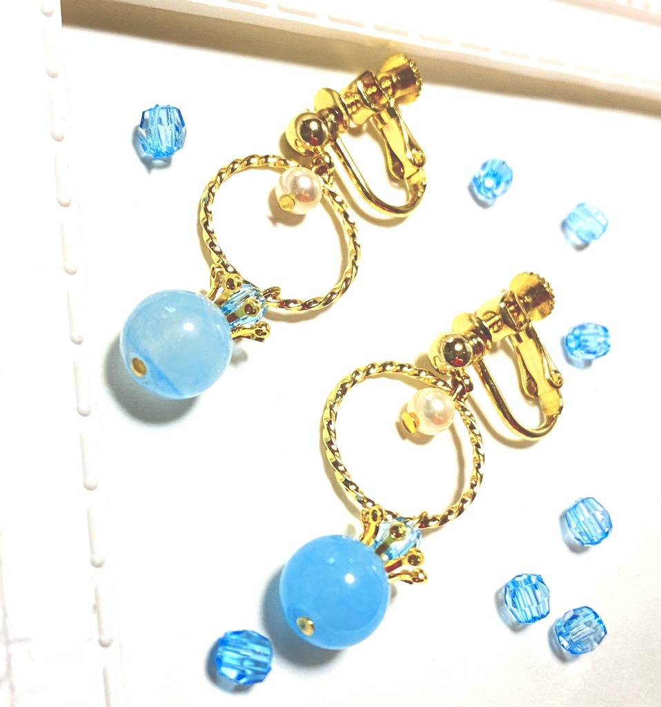 天からのひとしずく〜空色・桜色〜イヤリング・ピアス