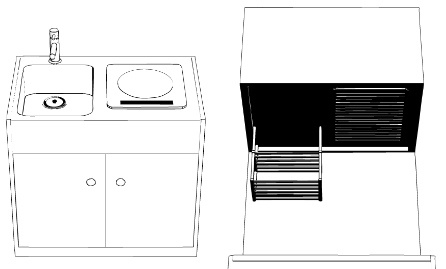 ワンルームのミニキッチン クリスタ用3D素材データcs3o