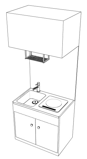 ワンルームのミニキッチン クリスタ用3D素材データcs3o