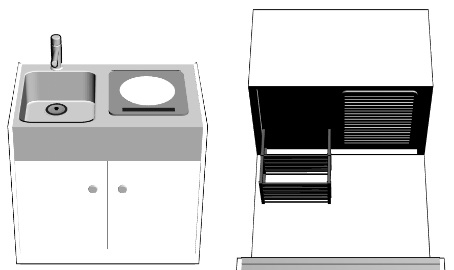 ワンルームのミニキッチン クリスタ用3D素材データcs3o
