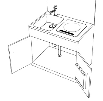 ワンルームのミニキッチン クリスタ用3D素材データcs3o