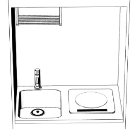 ワンルームのミニキッチン クリスタ用3D素材データcs3o