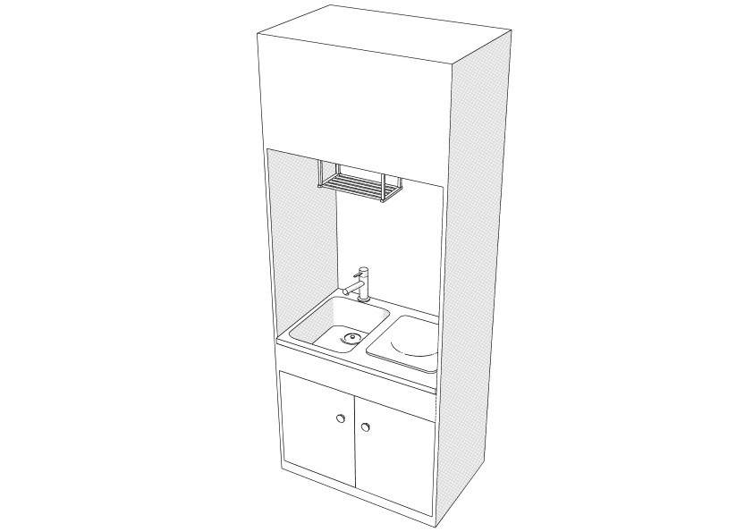 ワンルームのミニキッチン クリスタ用3D素材データcs3o