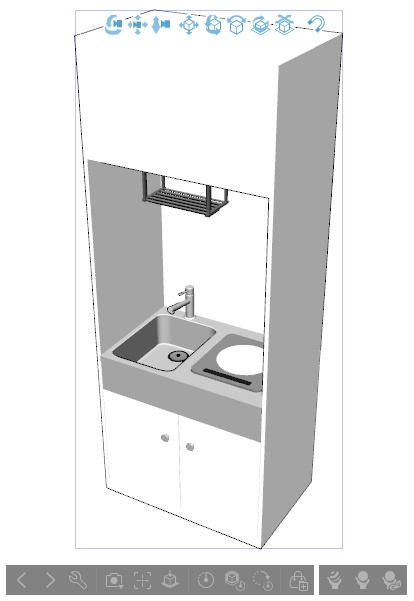 ワンルームのミニキッチン クリスタ用3D素材データcs3o