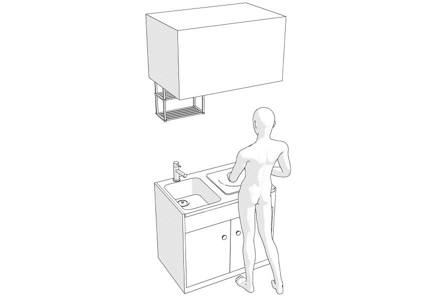 ワンルームのミニキッチン クリスタ用3D素材データcs3o