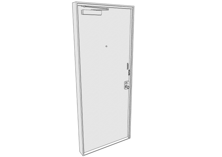 ドアクローザーつき玄関ドア クリスタ用3D素材データcs3o