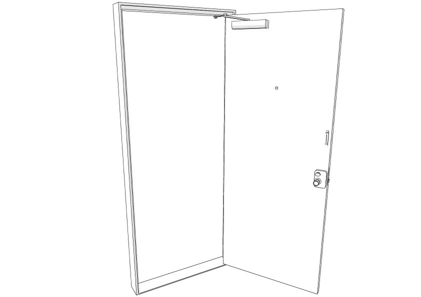 ドアクローザーつき玄関ドア クリスタ用3D素材データcs3o