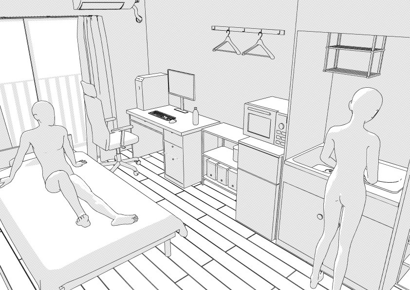 学生向けワンルーム クリスタ用3D素材データcs3o