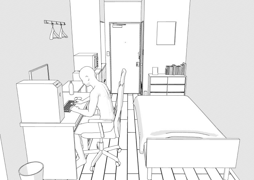 学生向けワンルーム クリスタ用3D素材データcs3o