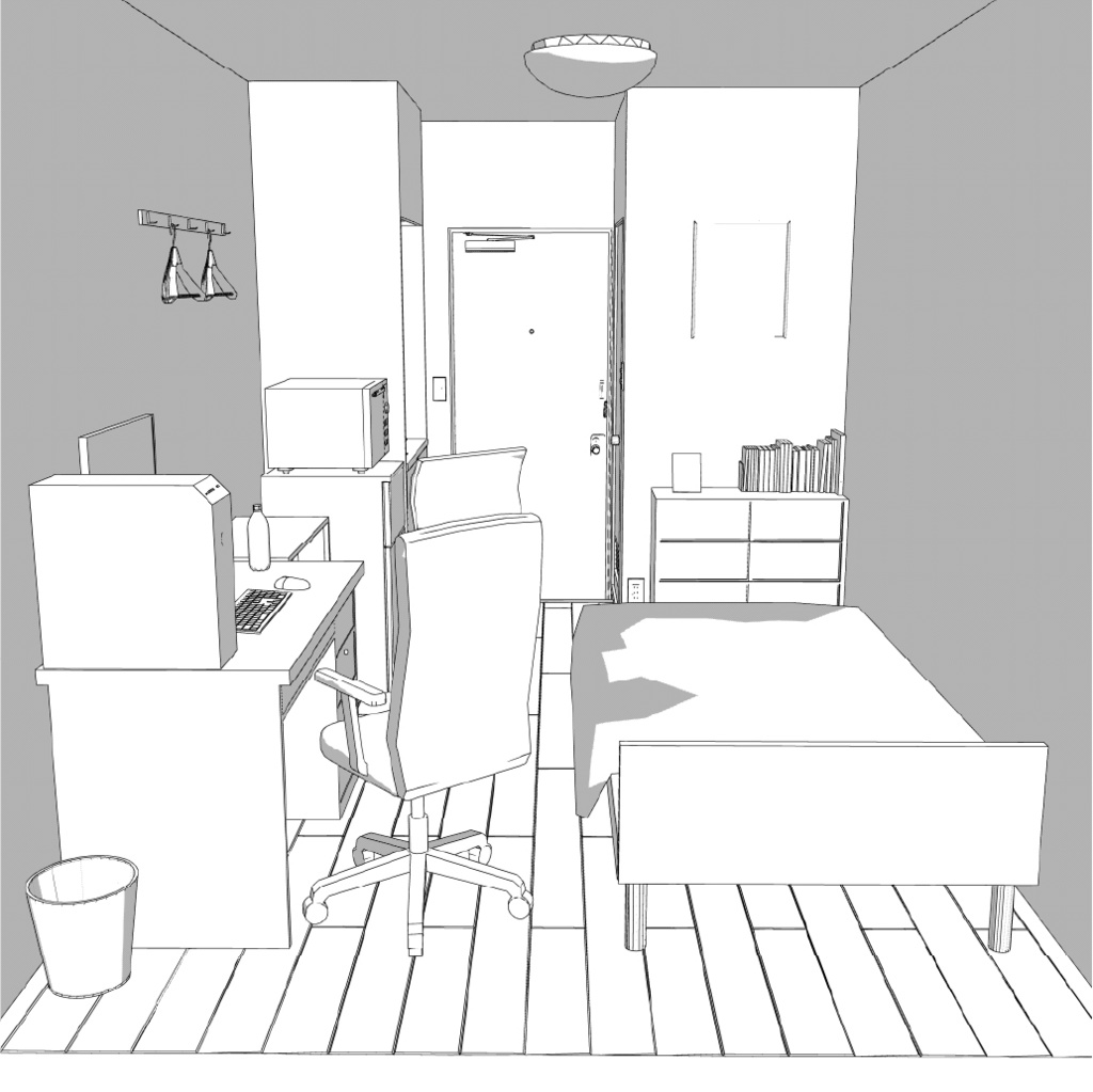 学生向けワンルーム クリスタ用3D素材データcs3o