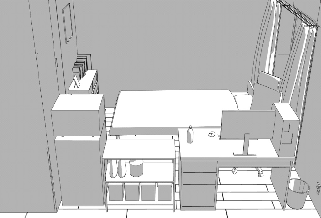 学生向けワンルーム クリスタ用3D素材データcs3o
