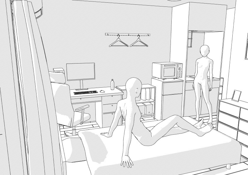 学生向けワンルーム クリスタ用3D素材データcs3o