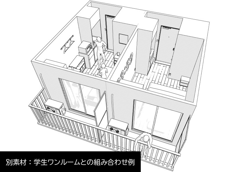 ミニマリストのワンルーム クリスタ用3D素材データcs3o