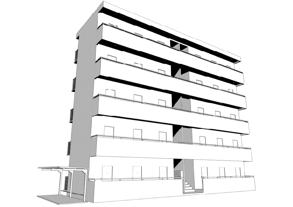 階数を選べるマンションの外観 クリスタ用3D素材データcs3o