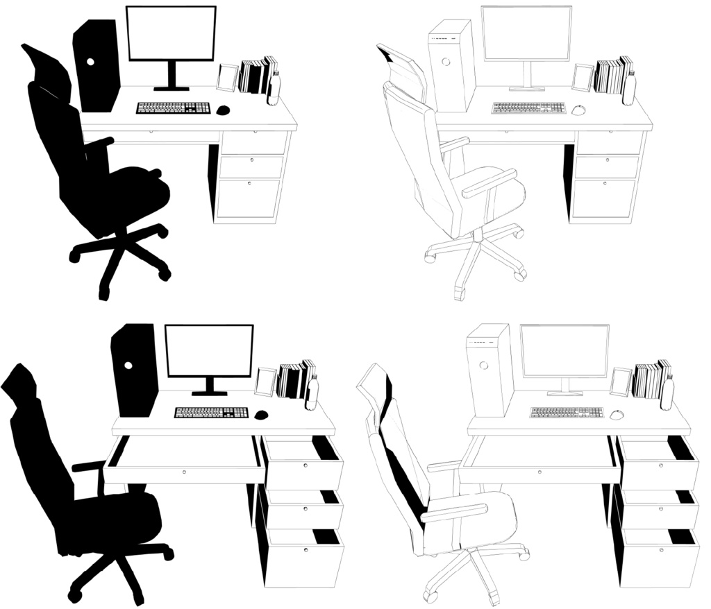 パソコンデスク クリスタ用3D素材データcs3o