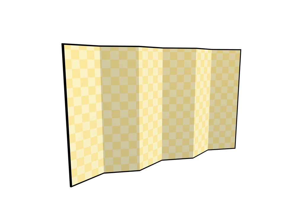 「柄の選べる」七尺六曲の金屏風 クリスタ用3D素材データcs3o