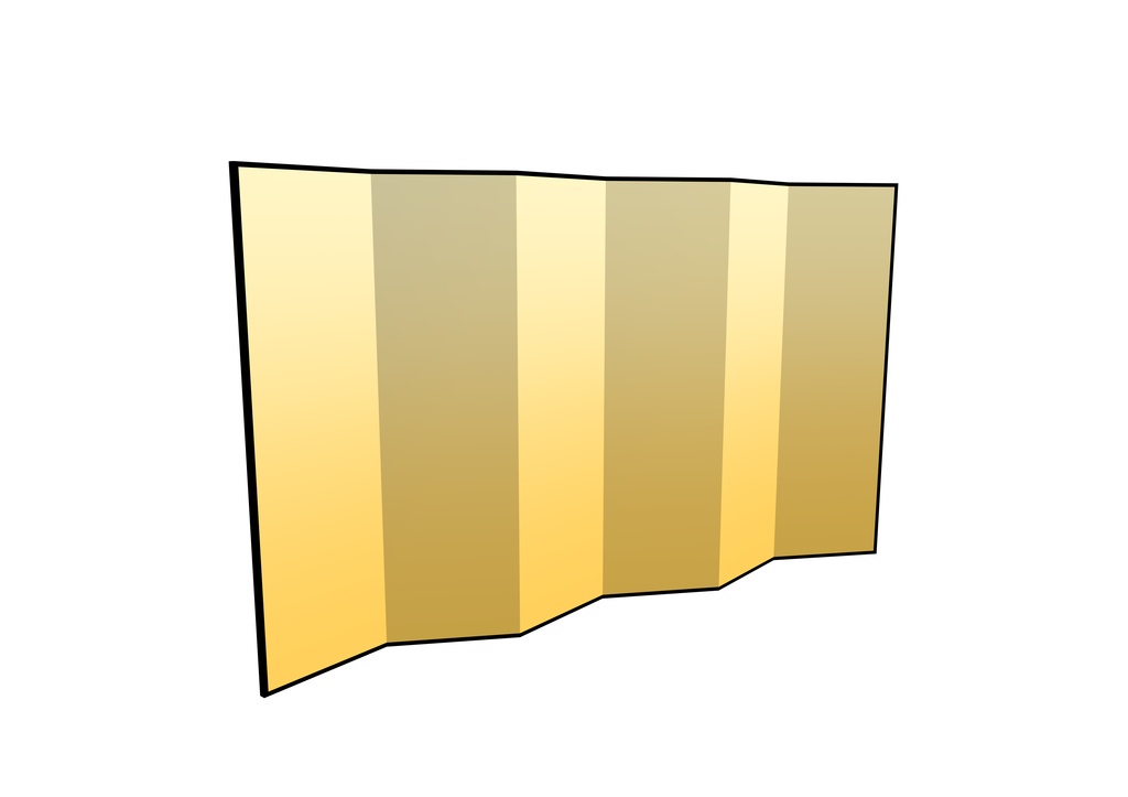 「柄の選べる」七尺六曲の金屏風 クリスタ用3D素材データcs3o