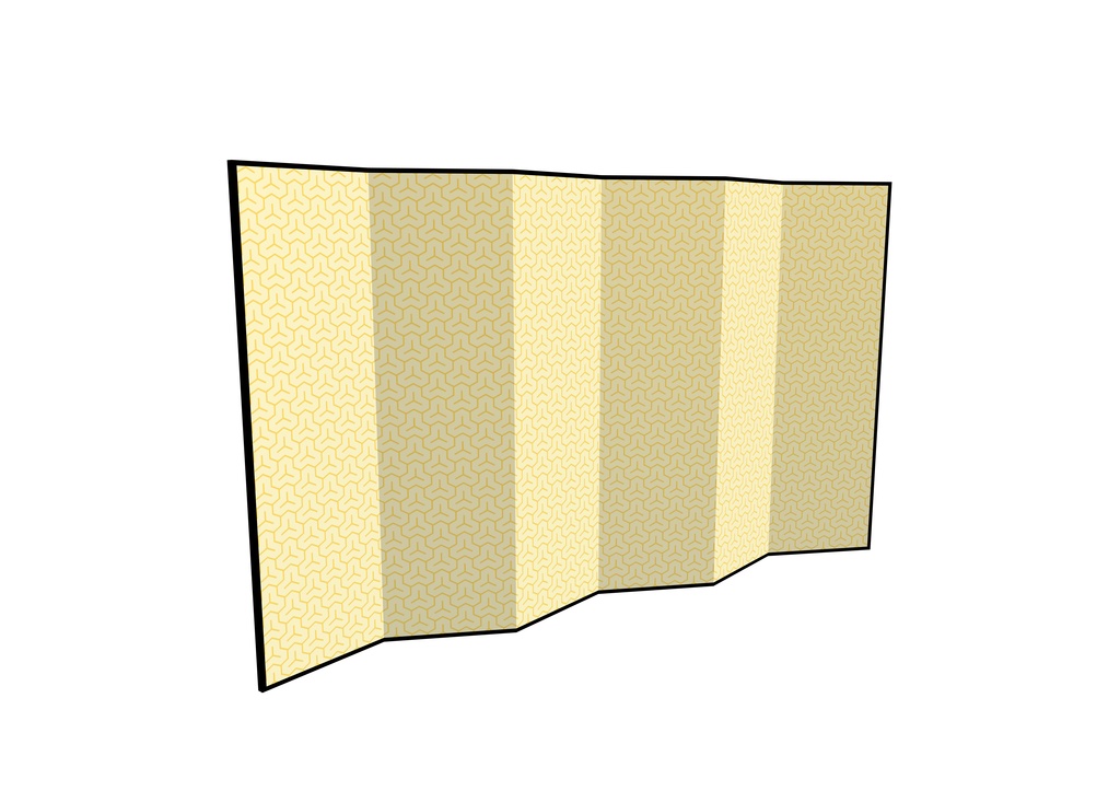 「柄の選べる」七尺六曲の金屏風 クリスタ用3D素材データcs3o