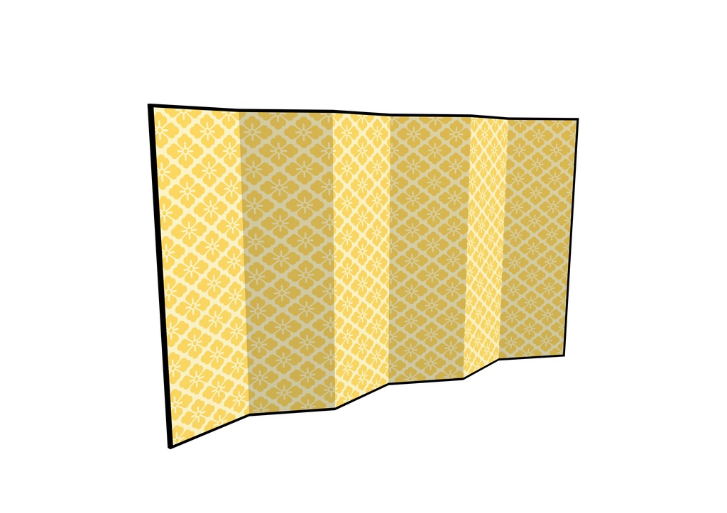 「柄の選べる」七尺六曲の金屏風 クリスタ用3D素材データcs3o