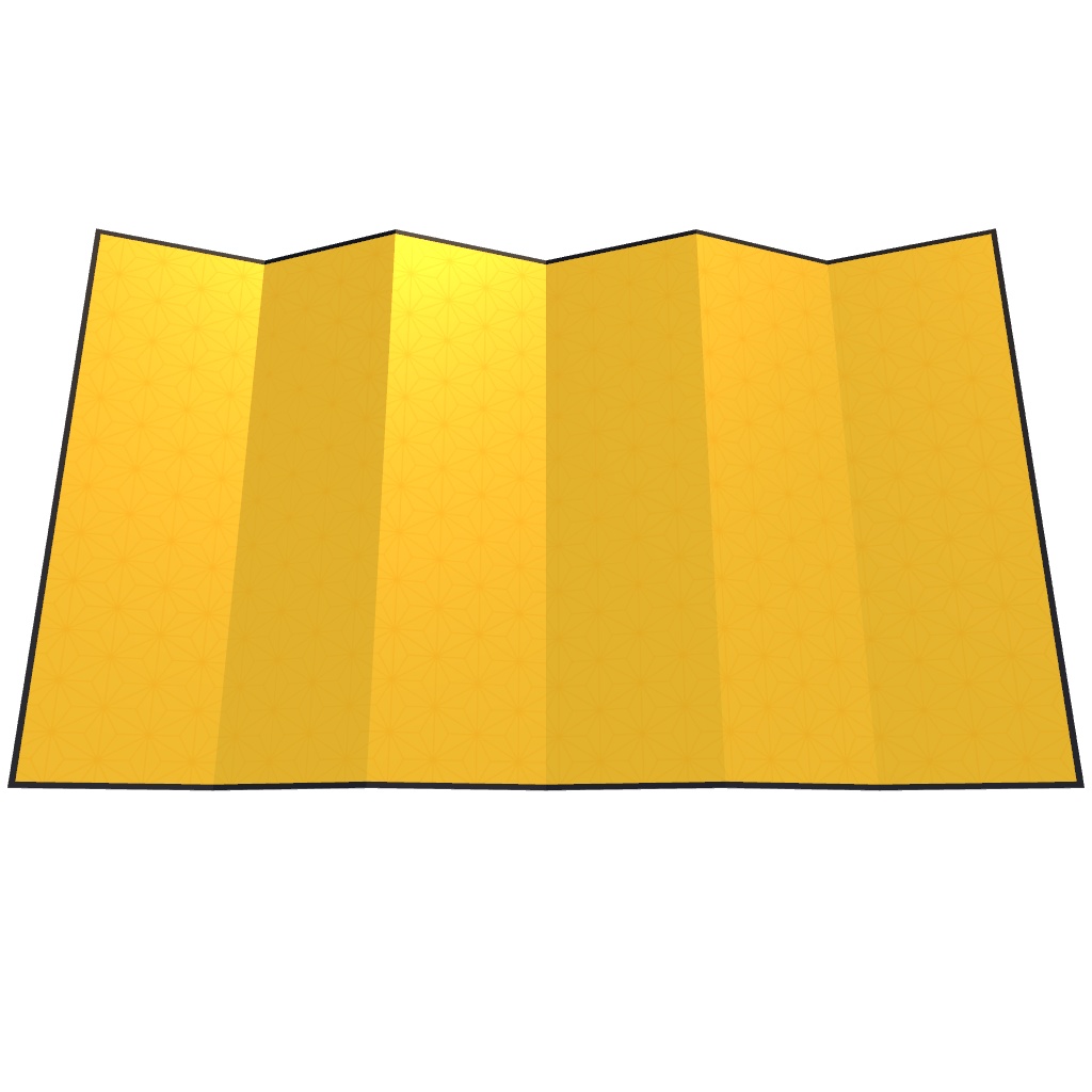 【VRChat対応】七尺六曲の金屏風の3Dモデル、和柄5種類入り