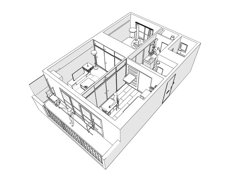 築古団地-2DK クリスタ用3D素材データcs3o
