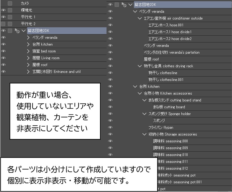 築古団地-2DK クリスタ用3D素材データcs3o