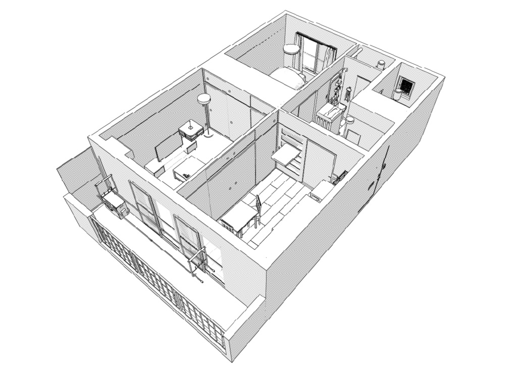 築古団地-2DK クリスタ用3D素材データcs3o