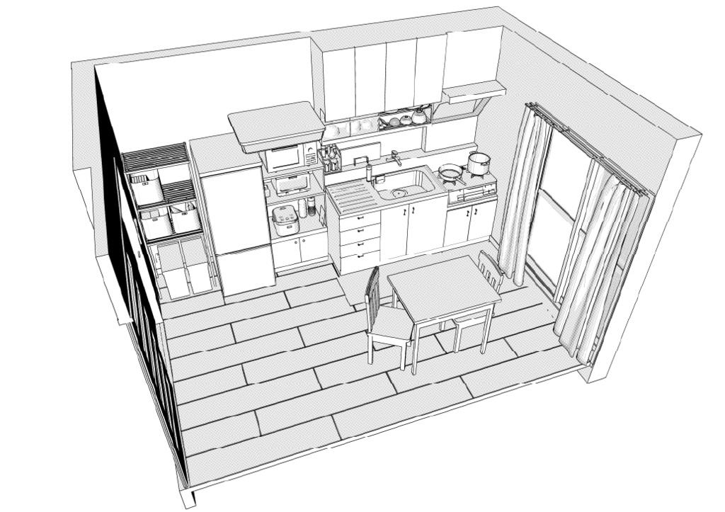 築古団地-2DK クリスタ用3D素材データcs3o