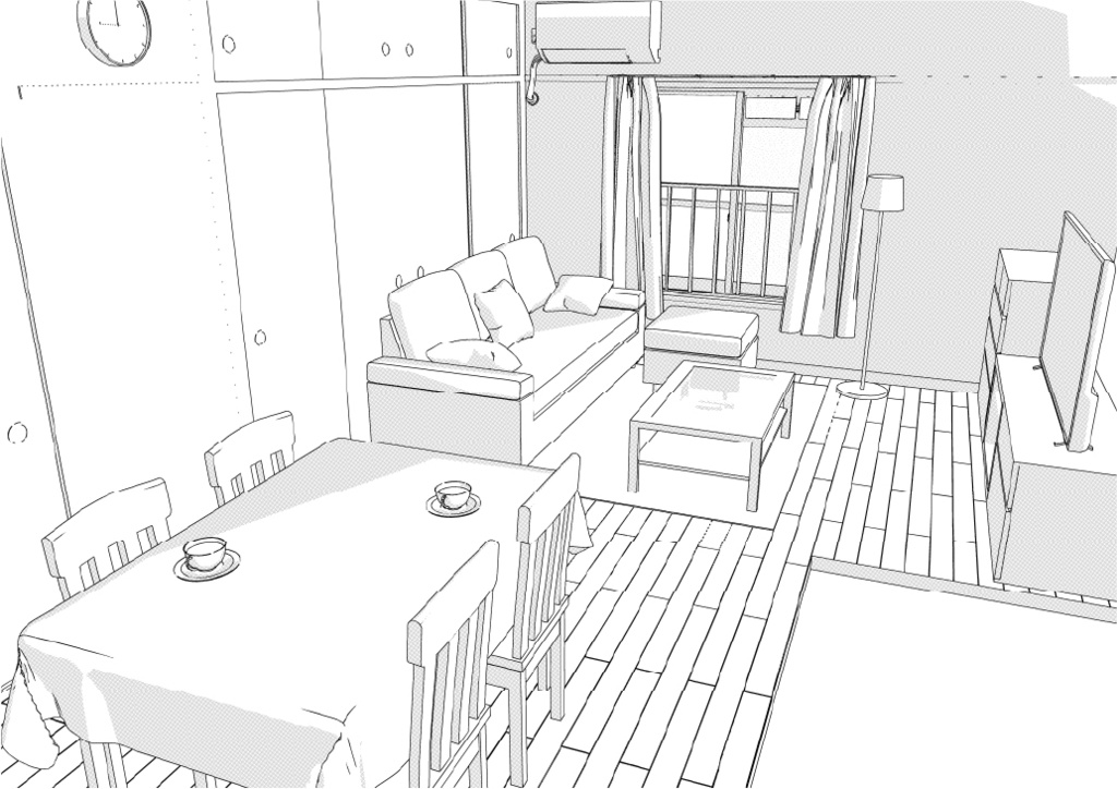 築古団地-2LDK クリスタ用3D素材データcs3o