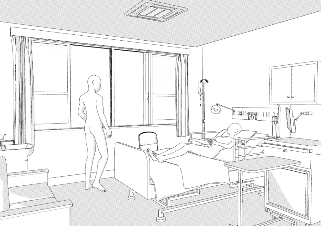 病室(個室) クリスタ用3D素材データcs3o