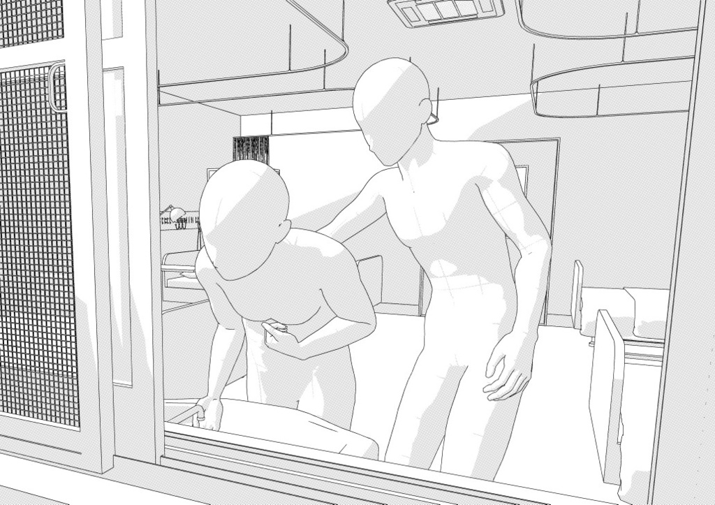 病院の大部屋(病室・入院病棟)3D背景 クリスタ用3D素材データcs3o