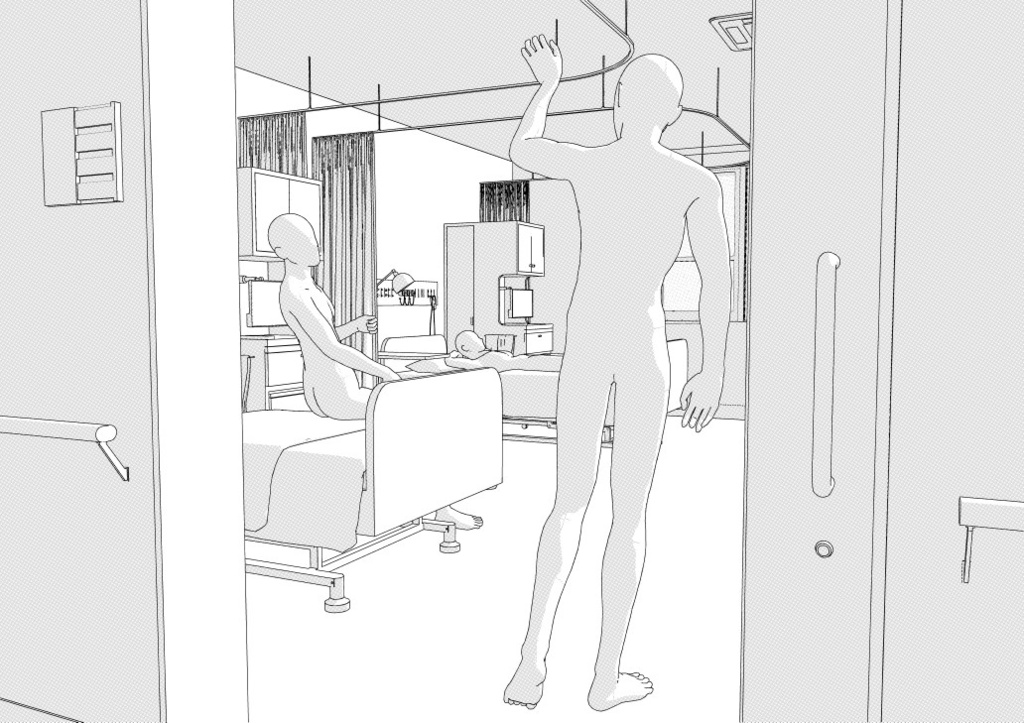 病院の大部屋(病室・入院病棟)3D背景 クリスタ用3D素材データcs3o