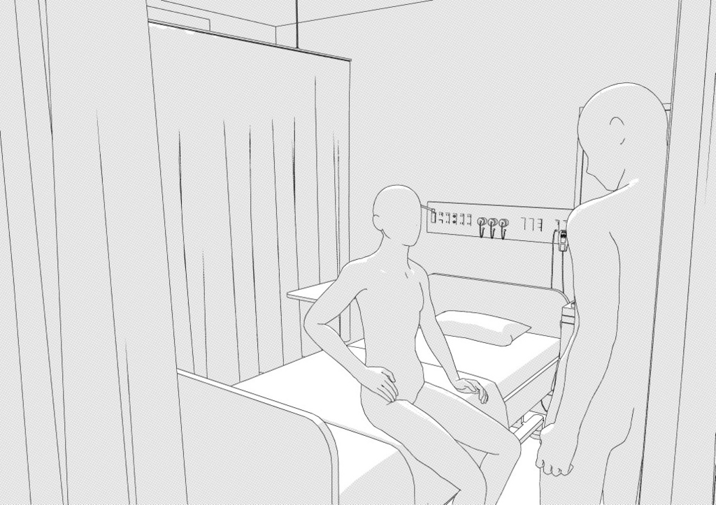 病院の大部屋(病室・入院病棟)3D背景 クリスタ用3D素材データcs3o